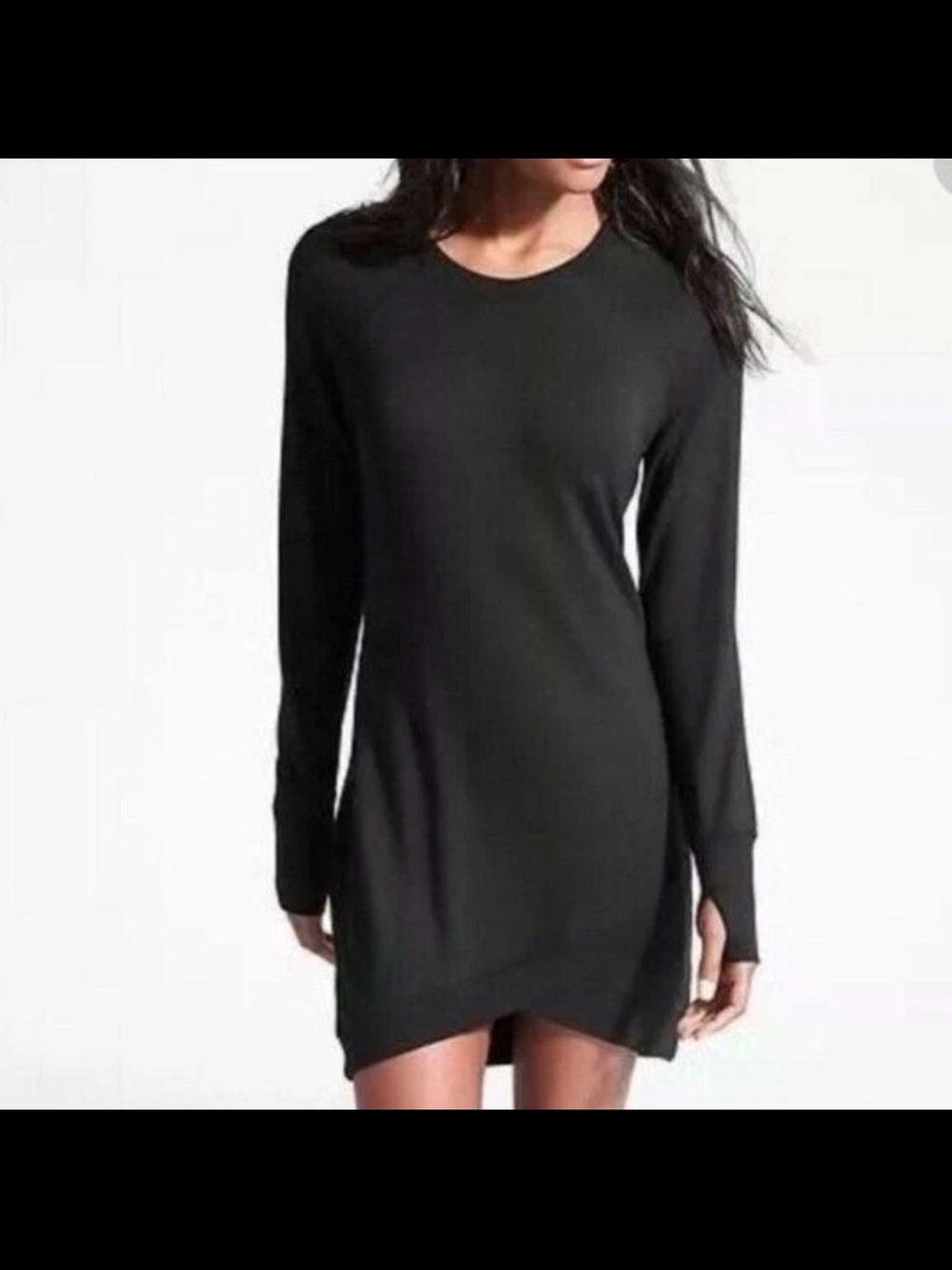 Athleta Criss-Cross Long Sleeve Black Dress Sz S